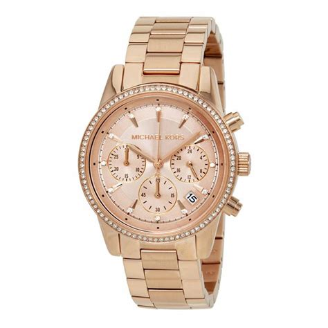 small rose gold michael kors watch|Michael Kors ritz chronograph.